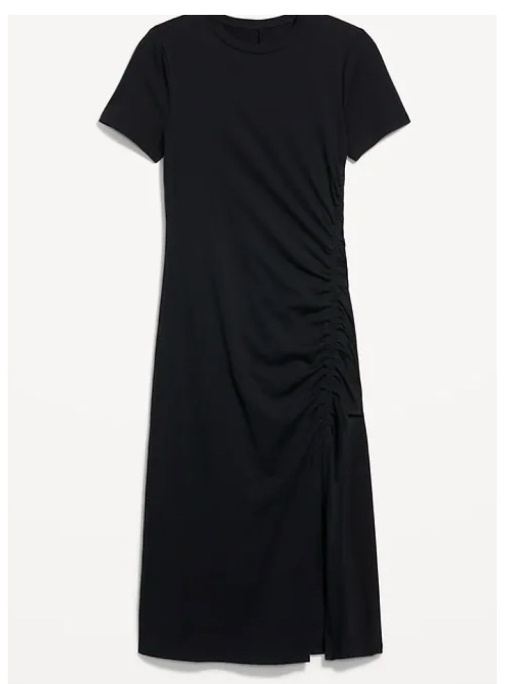 Black Ruched Side Midi Dress